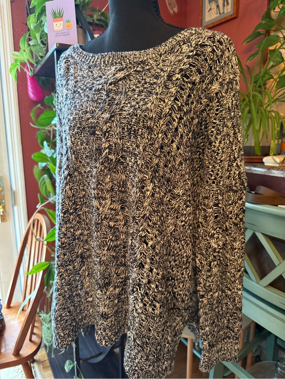 Express Black & White Marled Knit Sweater
